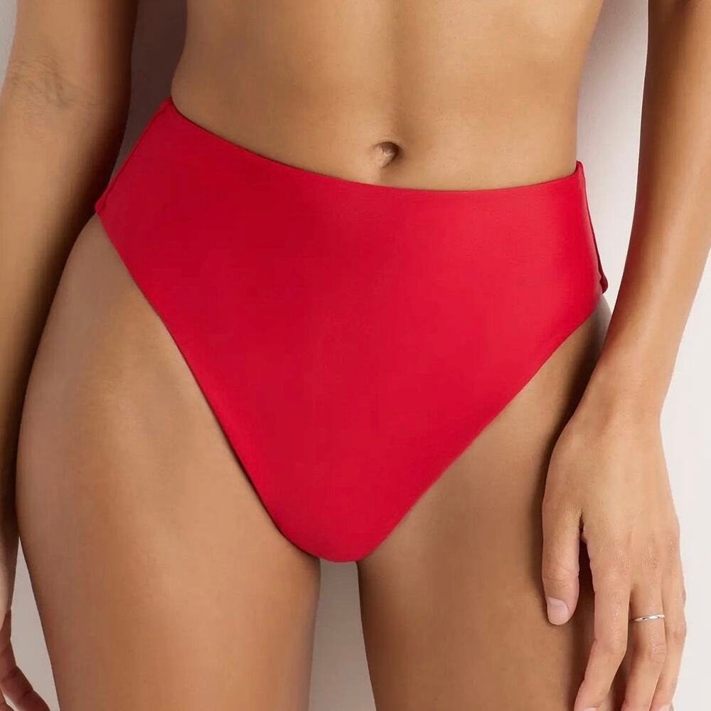 Quince Women’s Small Bikini Bottom Bathing Suit High Leg Cheeky Bottom Swim